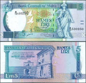 Malta - 5 liri 1967 (1994) * P46b
