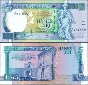 Malta - 5 liri 1967 (1994) * P46a