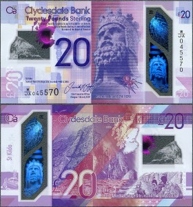 Szkocja - 20 Pounds 2019 * Clydesdale Bank * polimer