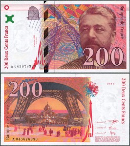 Francja - 200 Francs 1996 * P159b * Eiffel