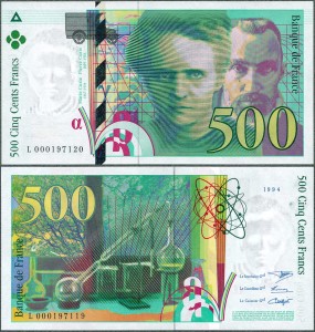 Francja - 500 Francs 1994 * P160a * Maria & Piotr Curie