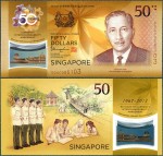 Singapur - 50 Dollars 2017 * P62 * 40 lat waluty * polimer