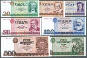 Niemcy - NRD - seria 7 szt. od 5 do 500 Mk 1971-1985