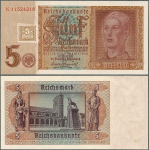Niemcy - NRD - 5 Mark 1942/1948 * P3 * z kuponem
