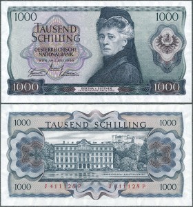 Austria - 1000 Schilling 1966 * P147 * Berta v. Suttner
