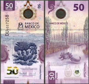 Meksyk - 50 Pesos 2025 * 100 Lat Banku * polimer DU