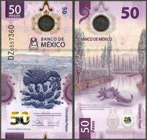 Meksyk - 50 Pesos 2025 * 100 Lat Banku * polimer DZ