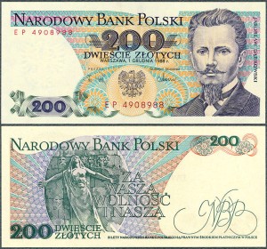 Polska - 200 Złotych 1988 * Dąbrowski * seria EP