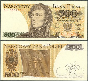 Polska - 500 Złotych 1982 * Kościuszko * seria EL