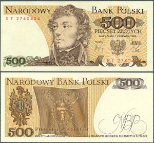 Polska - 500 Złotych 1982 * Kościuszko * seria ET