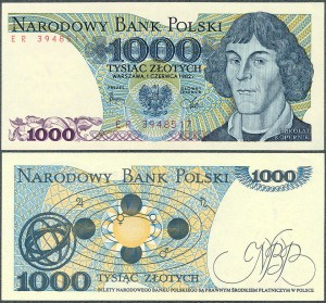 Polska - 1000 Złotych 1982 * Kopernik * seria ER