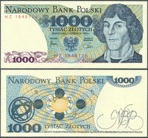 Polska - 1000 Złotych 1982 * Kopernik * seria HZ