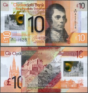 Szkocja - 10 Pounds 2017 * Clydesdale Bank * polimer 