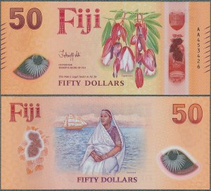 Fidżi - 50 Dollars ND/2026 * W128 * kwiaty * polimer