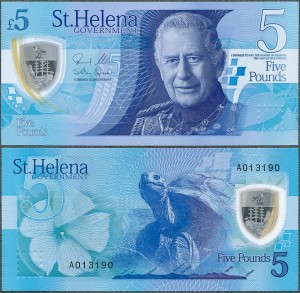 Św. Helena - 5 Pounds ND/2026 * Karol III  * polimer