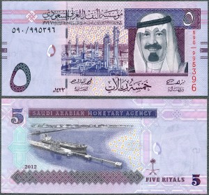 Arabia Saudyjska - 5 Riyals 2012 * P32c * król Abdullah