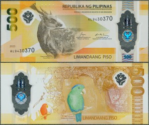 Filipiny - 500 Piso 2025 * W239b * jeleń * polimer