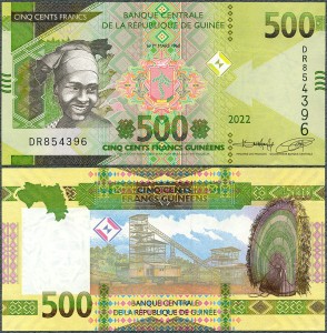 Gwinea - 500 Francs 2022 * W52b * kopalnia