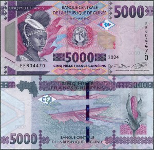 Gwinea - 5000 Francs 2024 (2026) * P49e * tama 