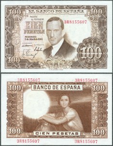Hiszpania - 100 Pesetas 1953 * P145 * de Torres