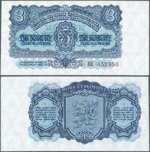Czechosłowacja - 3 Koruny 1953 * P79a (druk ZSRR)