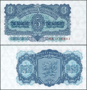 Czechosłowacja - 3 Koruny 1953 * P79b (druk CSRS)
