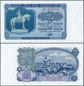 Czechosłowacja - 25 Korun 1953 * P84b (druk CSRS)