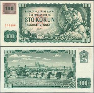 Czechy - 100 Korun 1961 (1993) * P1k * prowizorium