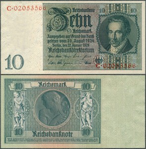 Niemcy - 10 Mark 1929 (1945) * P180b * DEU-183c