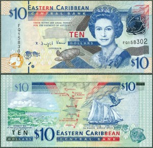 Karaiby Wschodnie - 10 Dollars 2012 * P52 * Elżbieta II