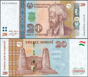 Tadżykistan - 20 Somoni 2022 * P25e