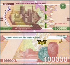 Uzbekistan - 100.000 Som 2021 * W92