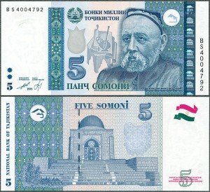Tadżykistan - 5 Somoni 1999 (2012) * P23