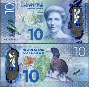 Nowa Zelandia - 10 Dollars 2015 * P192 * ptaki * polimer